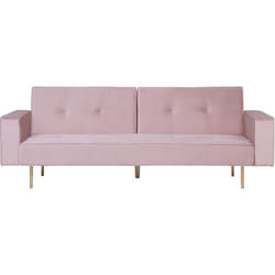 Beliani - Canapé Clic-Clac en Velours Rose avec Fonction Lit et Pieds Dorés pour Salon au Design Glamour