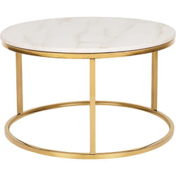 Table Basse Ronde avec Plateau Effet Marbre Beige en mdf et Cadre en Métal Doré au Style Moderne et Glamour Beliani