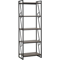 Beliani - Bibliothèque au Style Industriel composé de 5 Compartiments en Imitation Bois et une Structure en Métal Noir 184 cm de Hauteur