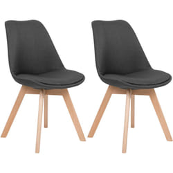 Lot de 2 Chaises en Tissu Gris et Bois de Hêtre pour Salle à Manger ou Bar Dakota