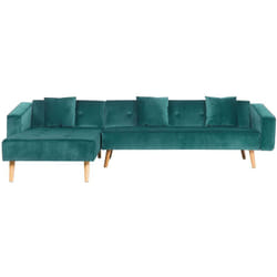 Canapé d'Angle Côté Droit Convertible pour 4 Personnes en Velours Vert et Pieds en Bois pour Salon Scandinave Beliani