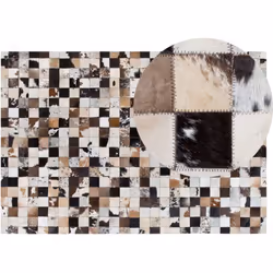 Tapis patchwork 140 x 200 cm moderne en cuir . Décorez vos intérieurs avec ce tapis patchwork magnifique. Fabriqué à la main  ...