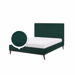 Lit double en velours vert BAYONNE - BELIANI - 140x200 cm - Classique - Intemporel - A lattes