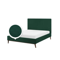 Lit double en velours vert BAYONNE - BELIANI - 140x200 cm - Classique - Intemporel - A lattes