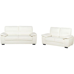 Beliani - Ensemble 2 Canapés Fixes en Cuir pu Blanc Beige Haut de Gamme pour Salon au Style Moderne