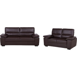 Ensemble de Salon Avec 2 Canapés en Cuir pu Brun et Confortable Elegant et Design Beliani