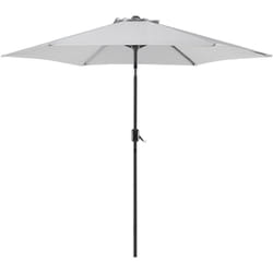 Parasol de Jardin 270 cm en Bois et Tissu Polyester Gris Clair Manivelle Varese