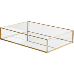 Beliani - Plateau Décoratif Doré en Verre Effet Miroir de Style Glamour 30 x 20 x 6 cm Elégant et Chic Plateau de Service à Tendance Vintage