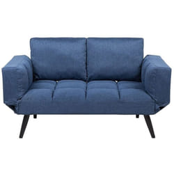 Beliani - Canapé-lit Convertible 2 Places en Tissu Bleu Foncé avec Accoudoirs Réglables et Rembourrage Épais pour Salon au Design Moderne