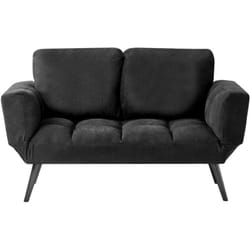 Canapé-lit Convertible 2 Places en Tissu Noir avec Accoudoirs Réglables et Rembourrage Épais pour Salon au Design Moderne Beliani