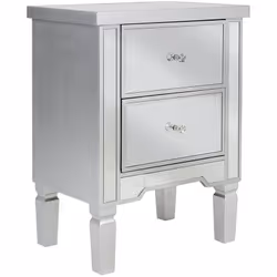 Table de chevet surface miroir avec 2 tiroirs pratiques. Cette table de chevet donne une touche de glamour à toute chambre mo ...