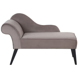 Chaise Longue Mini Côté Gauche en Velours Beige au Design Glamour et Rétro Confortable et Élégante Beliani
