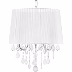 Suspension moderne à 3 ampoules avec abat-jour blanc. Cette charmante lampe à suspension est un mélange réussi d'un lustre él ...