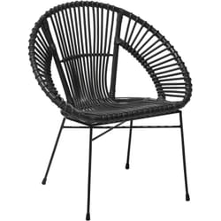 Chaise Extérieur et Intérieur en Rotin Noir sur Pieds en Métal Design Industriel Tendance pour Terrasse Salon ou Salle à Manger Beliani