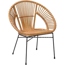 Beliani - Chaise Extérieur et Intérieur en Rotin Marron Foncé sur Pieds en Métal Beige Design Industriel Tendance pour Terrasse Salon ou Salle à