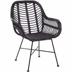 Chaise de salle à manger au style boho en rotin noir. Ajoutez une touche naturelle à votre intérieur avec cette chaise en rot ...