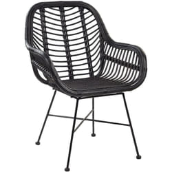 Beliani - Chaise Extérieur et Intérieur en Rotin Noir sur Pieds en Métal Noir Design Boho Tendance pour Terrasse Salon ou Salle à Manger