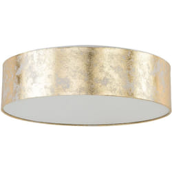 Plafonnier Lampe Suspension Dorée Ronde en Tissu Coton Design Moderne et Élégant pour Salon ou Salle à Manger Glamour et Chic Beliani