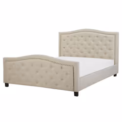 Lit double en tissu beige 160 x 200 cm AUREL