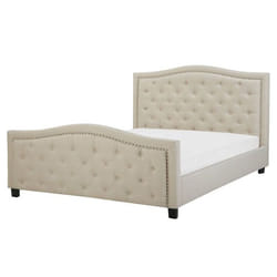 Lit double en tissu beige 160 x 200 cm AUREL