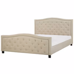 Lit double en tissu beige 180 x 200 cm AUREL