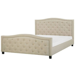 Lit double en tissu beige 180 x 200 cm AUREL