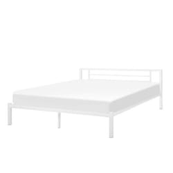 Lit en métal blanc 180 x 200 cm CUSSET - BELIANI - Contemporain - Métal - Sommier à ressorts - 2 places