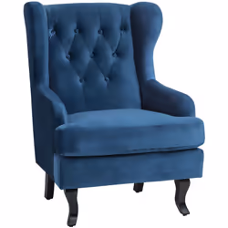 Fauteuil bleu en velours. Ce fauteuil élégant et confortable est un excellent complément à votre salon. Construit à partir d' ...