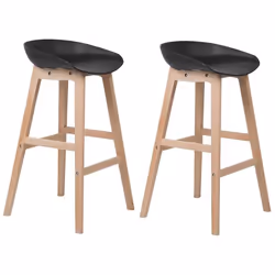 Lot de 2 tabourets de bar en bois noir MICCO