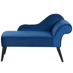 Chaise Longue Mini Côté Droit en Velours Bleu au Design Glamour et Rétro Confortable et Élégante Beliani