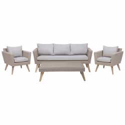Salon de jardin en rotin marron et gris VITTORIA XL