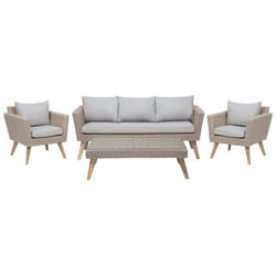 Salon de jardin en rotin marron et gris VITTORIA XL