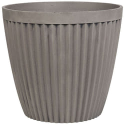 Beliani - Cache-Pot Gris Taupe en Pierre et Polyrésine 44 cm Diamètre à Rayures Verticales Poka