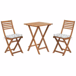 Table et 2 chaises de jardin en bois avec coussins vert menthe FIJI