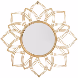 Miroir mural doré élégant en forme de fleur. Ce miroir en forme de fleur illumine immédiatement tous les intérieurs et, grâce ...