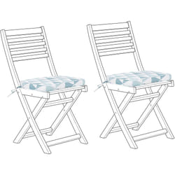 Lot 2 Coussins d'Assise en Tissu Bleu et Blanc Déhoussables Résistant aux uv Fiji