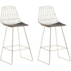 Beliani - Lot 2 Chaises de Bar en Acier Doré Fonctionnelles et Décoratives pour Cuisine ou Salle à Manger au Design Moderne et Minimaliste