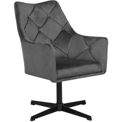 Beliani - Fauteuil Pivotant en Velours Gris Foncé avec Dossier Capitonné et Fonction Bascule Élégant et Confortable pour Salon Glamour et Vintage