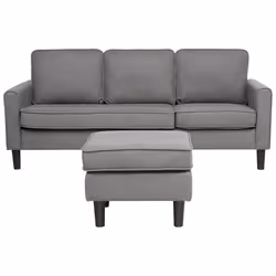 Canapé 3 places avec pouf en tissu gris clair AVESTA