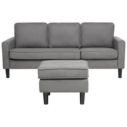 Canapé 3 places avec pouf en tissu gris clair AVESTA