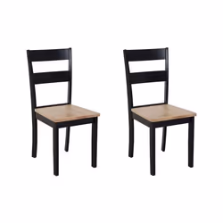 Lot de 2 chaises en bois marron clair et noir GEORGIA