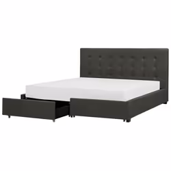 Lit double en tissu gris foncé avec coffre 180 x 200 cm LA ROCHELLE
