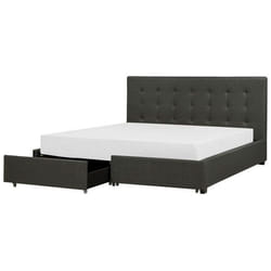 Lit double en tissu gris foncé avec coffre 180 x 200 cm LA ROCHELLE