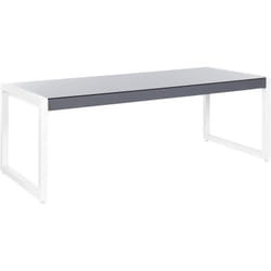 Table de Jardin 210 x 90 cm avec Plateau en Verre Gris et Pieds en Aluminium Blanc au Design Moderne Beliani
