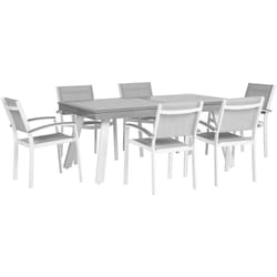 Ensemble de Jardin Gris et Blanc composé d'une Table Extensible 175 / 255 x 100 cm et de 6 Chaises en Aluminium blanc et Textile Gris Beliani