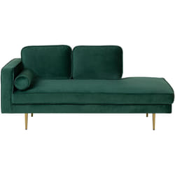 Beliani - Chaise Longue Méridienne Côté Gauche en Velours Vert pour Salon Glamour