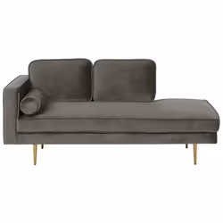 Méridienne en velours gris taupe côté gauche MIRAMAS