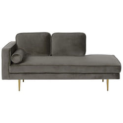 Méridienne en velours gris taupe côté gauche MIRAMAS