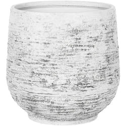 Cache-Pot Gris Clair Rond en Fibre d'Argile et de Verre au Diamètre 32 cm, Pot de Fleurs Effet Pierre Idéal pour Extérieur et Intérieur Beliani