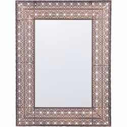 Miroir rectangulaire au style oriental. Ce magnifique miroir au style oriental est une décoration murale artistique qui combi ...